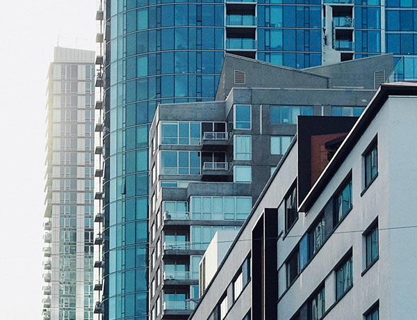 Modern glass condominium towers
